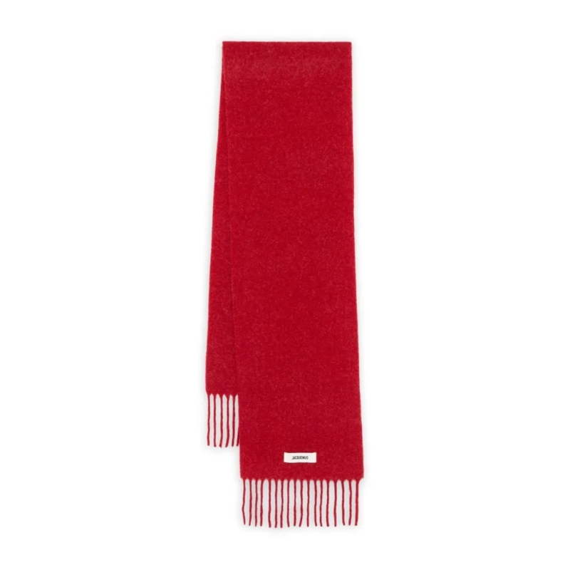 Jacquemus Écharpe légère Rectangular Red Knitted Scarf Red