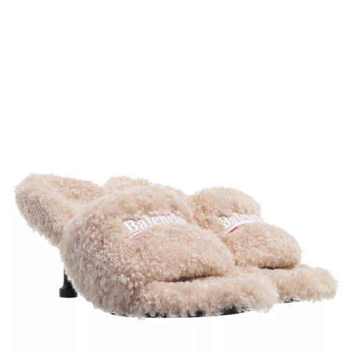 Balenciaga Furry Sandals Beige Slip-ins