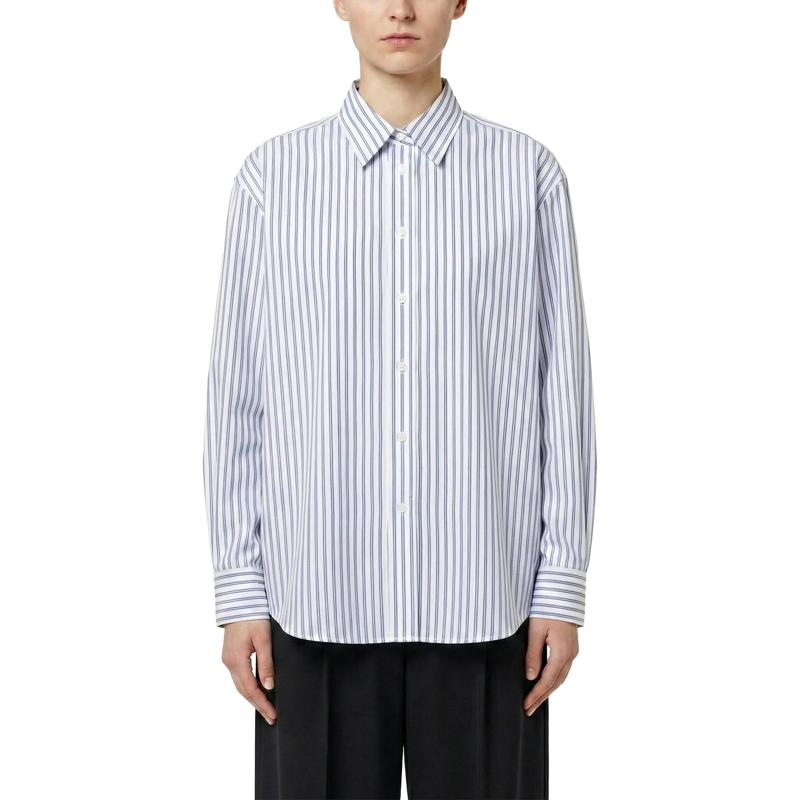 AMI Paris Bluse Gestreifte Hemdbluse blau(Image 2)