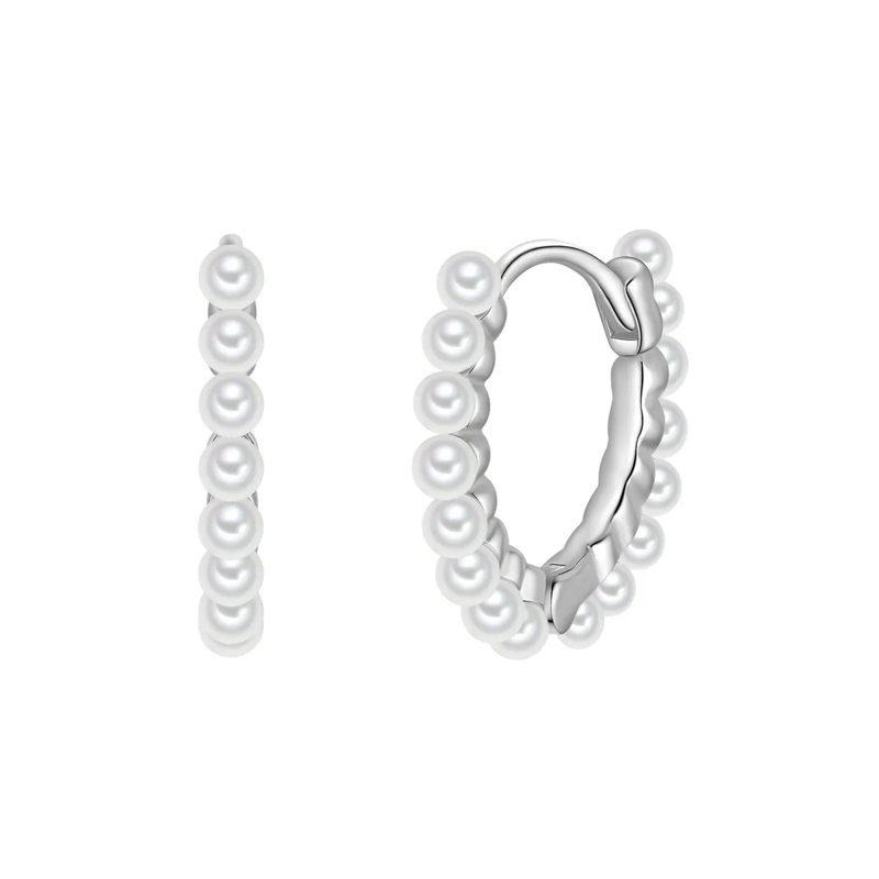 Glanzstücke München Ohrhänger Sterling Silber Perlen-Creolen Perle (synth.) weiss