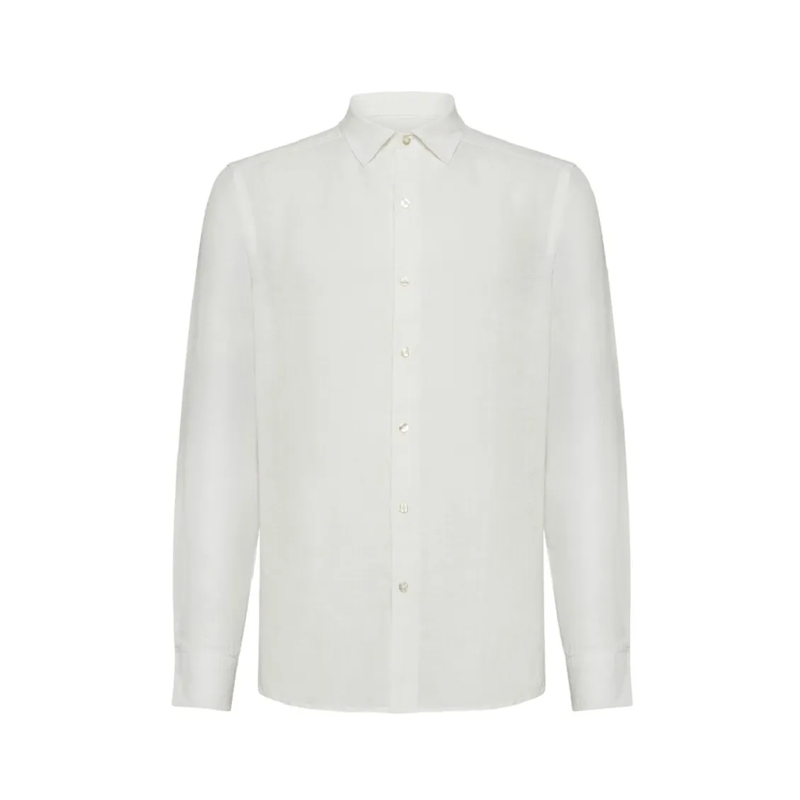 Peuterey Chemise Garment-Dyed Linen Slim-Fit Shirt With Italian Col White