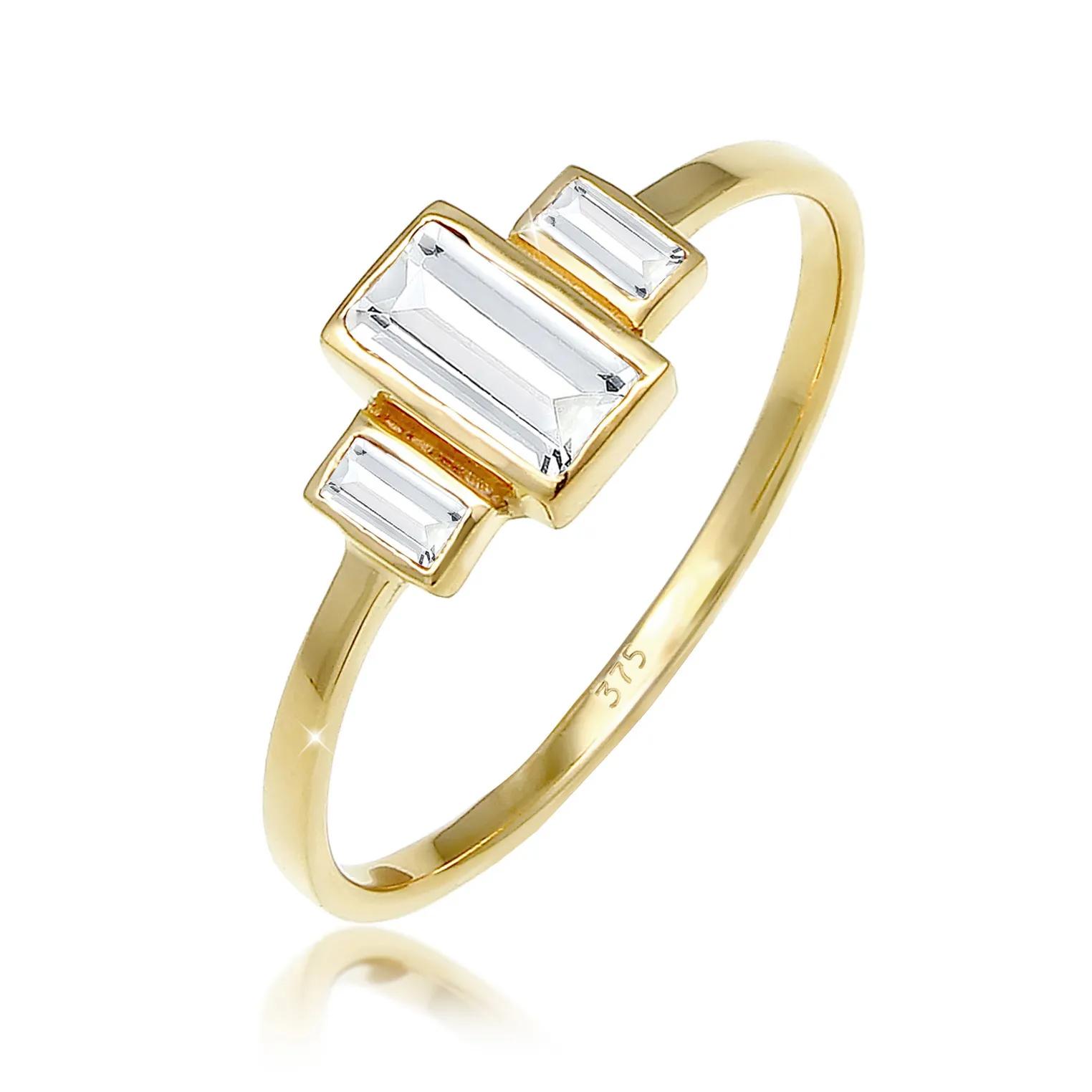 Elli Ringe - Ring Verlobungsring Topas Edelstein Zart 375 Gelbg - Gr. 52 MM - in Gold - für Damen