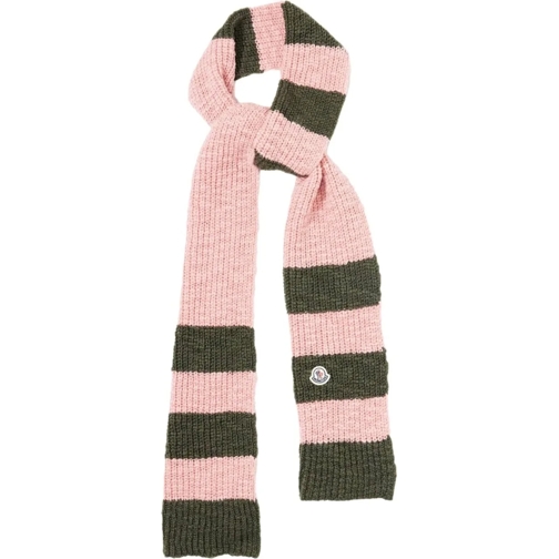 Moncler  Logo Patch Striped Scarf rose