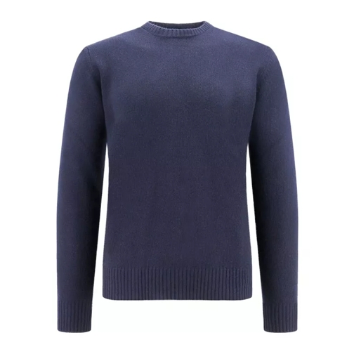 Roberto Collina Navy Blue Wool And Cashmere Sweater Blue Maglione di lana