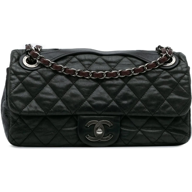 Chanel Sac à bandoulière Medium Iridescent Calfskin In The Mix Flap grün