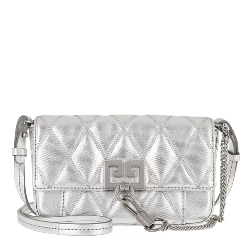 Givenchy Mini Pocket Bag Diamond Quilted Leather  Silver Crossbody Bag