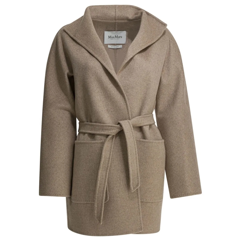 Max Mara  Cashmere Wrap Jacket With Wide Collar Brown