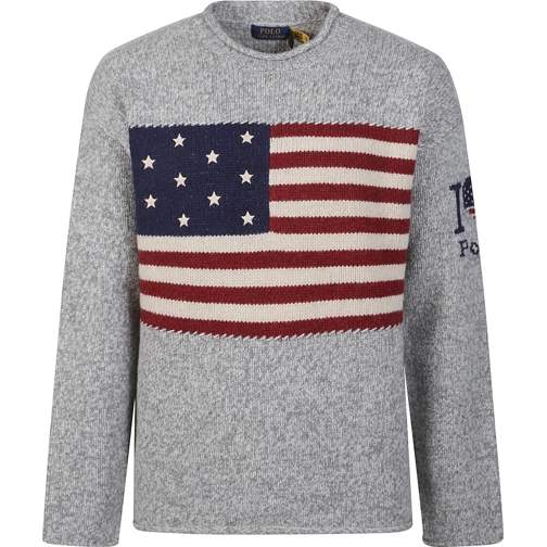 Ralph Lauren  Flag Sweater Grey grau