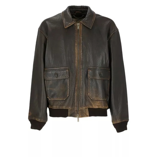 Golden Goose Luois Aviator Leather Jacket Brown 