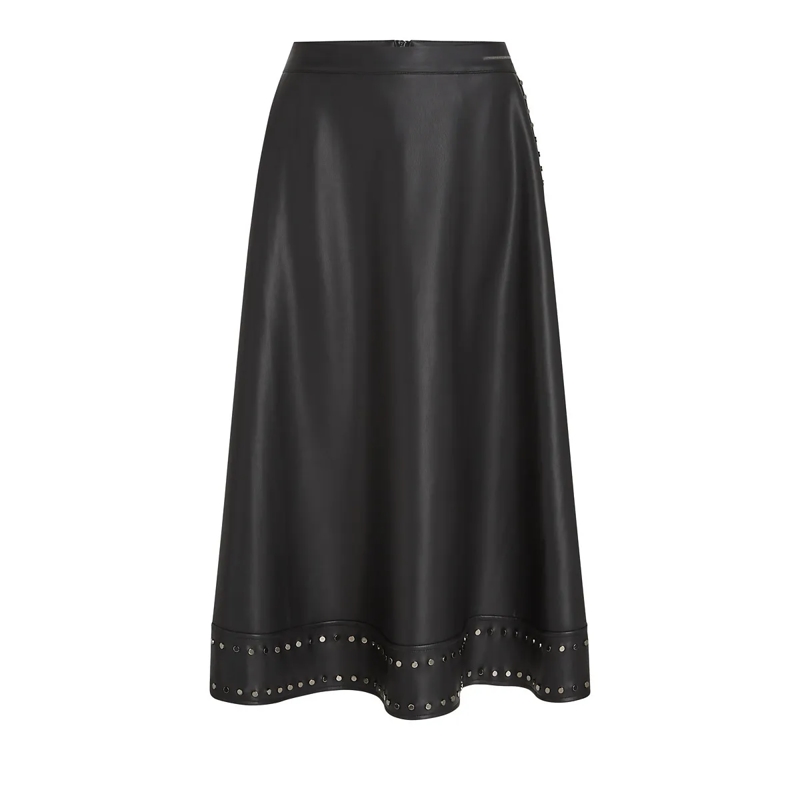 Karl Lagerfeld Minirock Kunstlederrock mit Nieten Rock schwarz