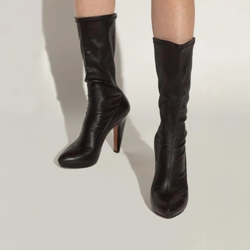 Alexander McQueen Black Lambskin Ankle Boots Black Stivale