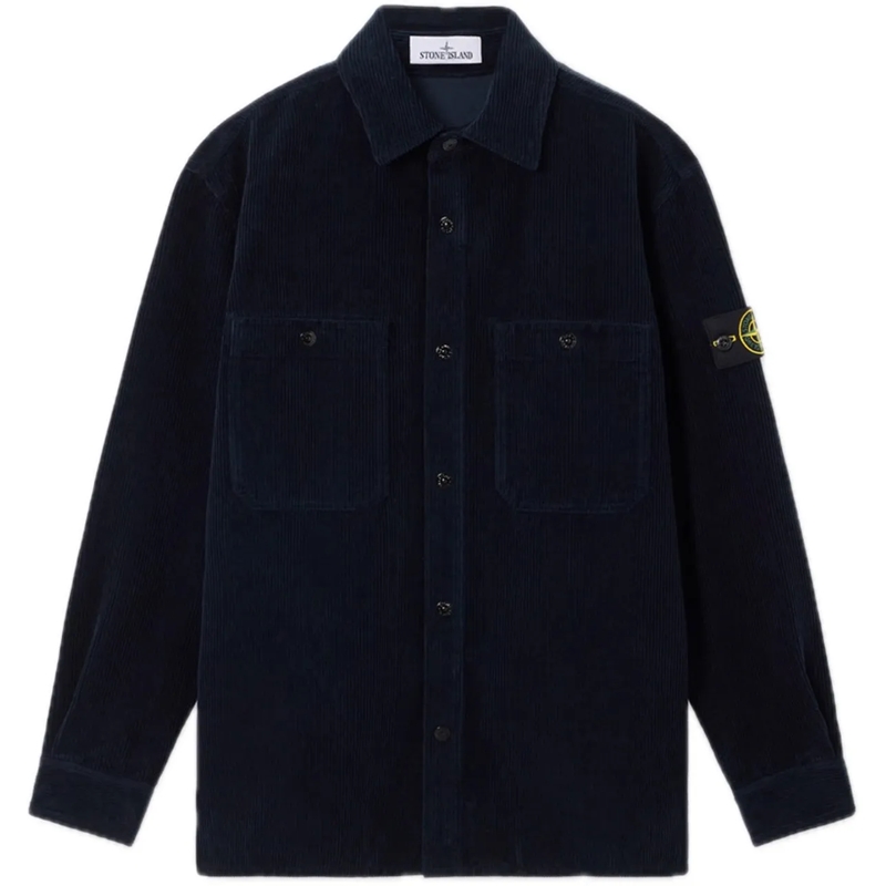 Stone Island Doudoune shirjacket velours blue blau