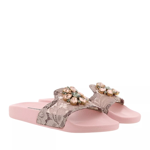 Dolce&Gabbana Lace Rubber Slides Rosa Claquette
