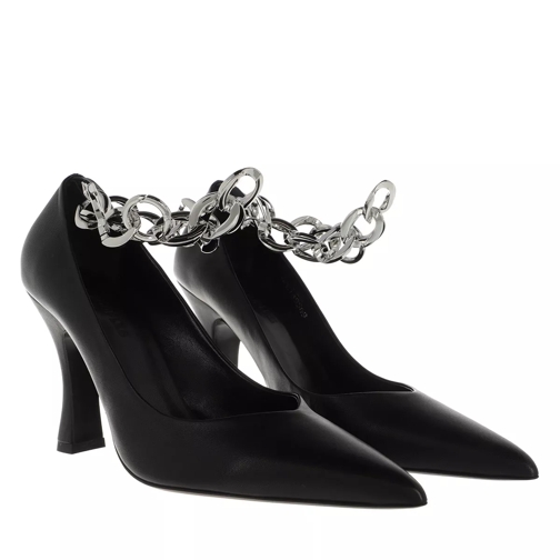The Kooples Leather Pump with Large Ankle Chain Black Pump