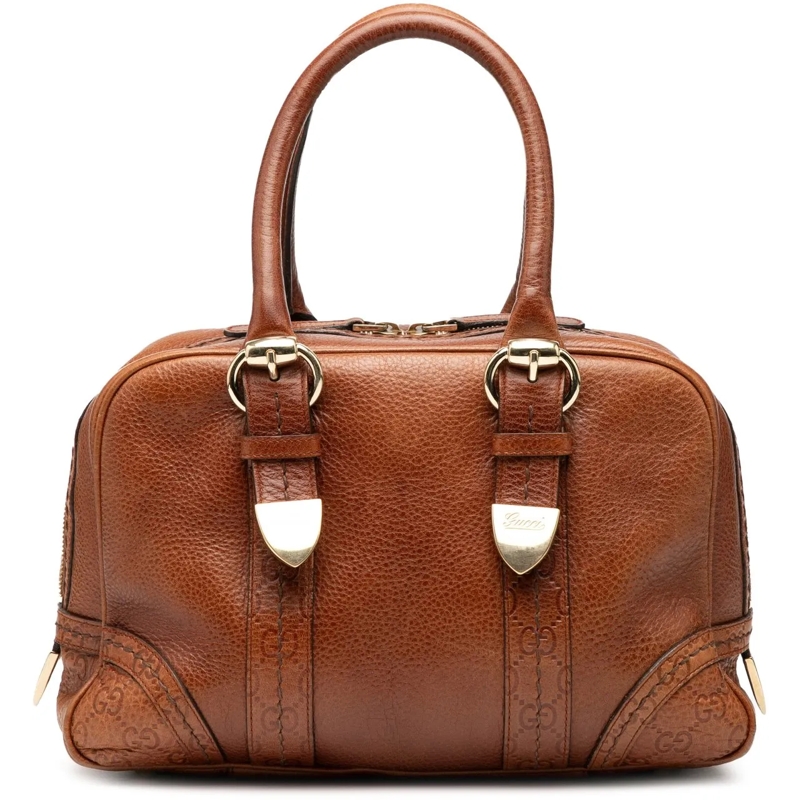 Gucci Tote Guccissima Trimmed Leather Signoria Boston Bag braun