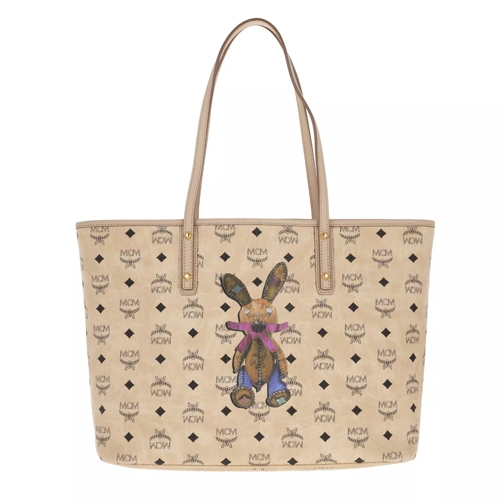 MCM Rabbit Top Zip Shopper Medium Beige Shopping Bag