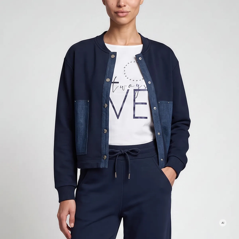 Marc Aurel Bomberjacke Bomberjacke- aufgesetzte Taschen aus Denim- Rip blau(Image 3)