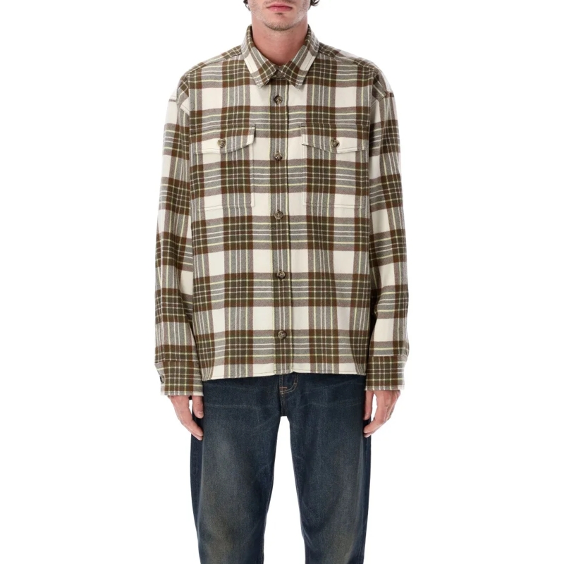 AMI Paris Overhemd Check Western Shirt Grey