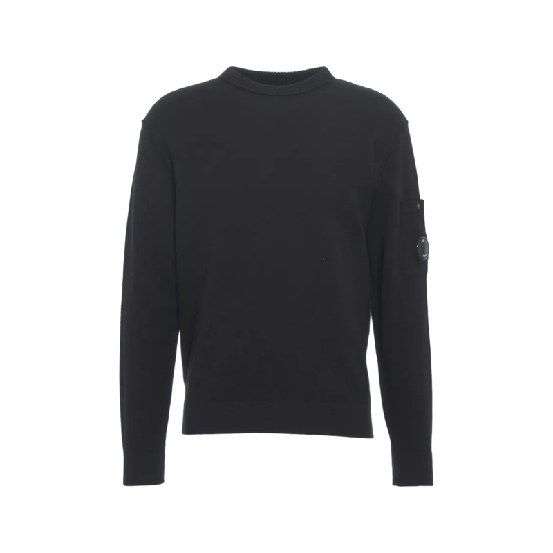 CP Company Trui Black Knit Sweater With Distinctive Logo Patch And Black