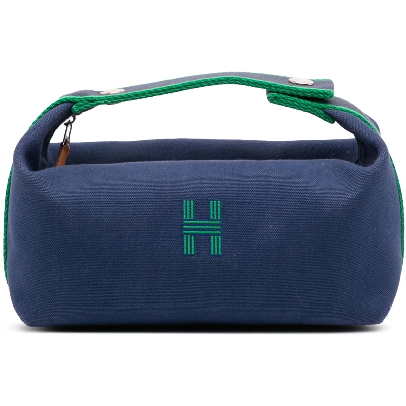 Hermès Necessaire Small Toile Bride A Brac Case blau
