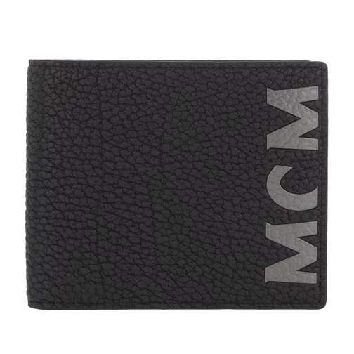 MCM New Big Logo Small Wallet Black Bi-Fold Portemonnee