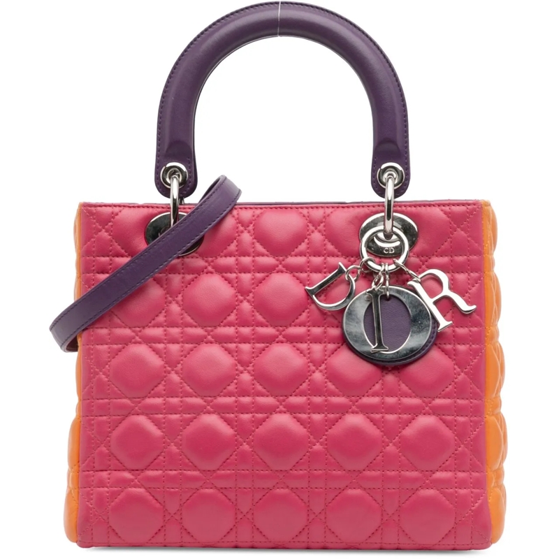 Christian Dior Schultertasche Medium Tricolor Lambskin Cannage Lady Dior rose