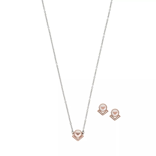 Emporio Armani Stainless Steel Necklace and Earring Set Rose Gold Mittellange Halskette