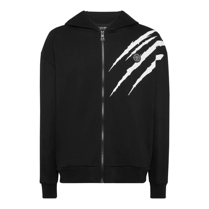 Plein Sport Top Kapuzen-Sweatjacket Scratch schwarz