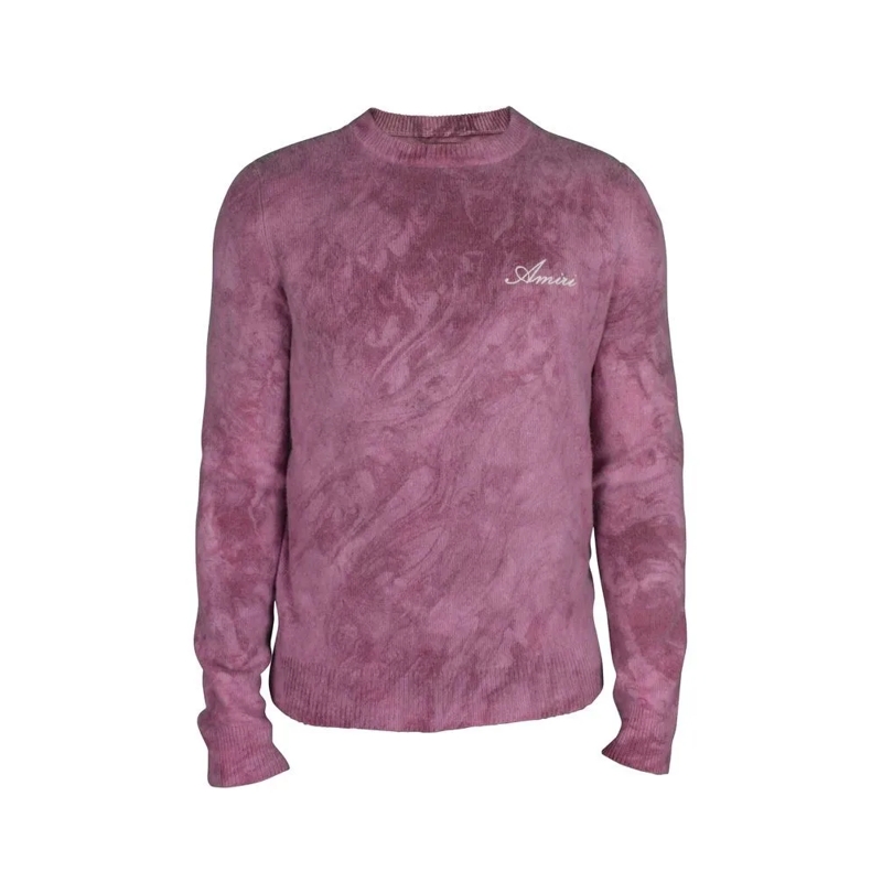 Amiri Pullover Burgundy And Pink Tie-Dye Cashmere Sweater Pink