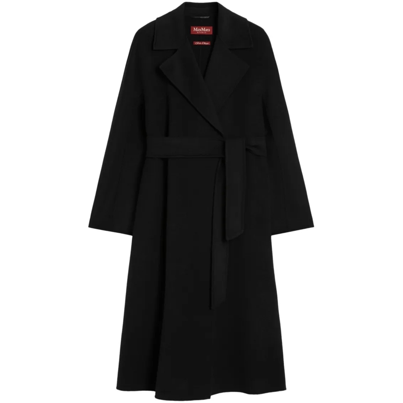 Max Mara Übergangsmantel Classic Wrap Coat With Belted Waist Black