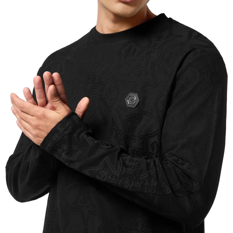 Philipp Plein T-Shirt T-Shirt Rundhalsausschnitt Ls Crest schwarz(Image 5)