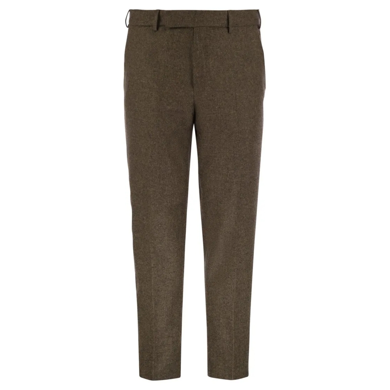 Pt Torino Pantalon de costume Rebel - Wool And Silk Flannel Trousers Brown
