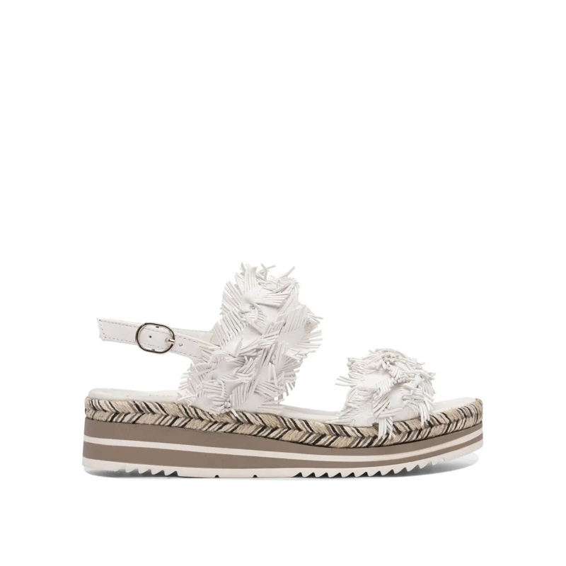 Pons Quintana Sandalen Platform Sandals With Textured Woven Edge White