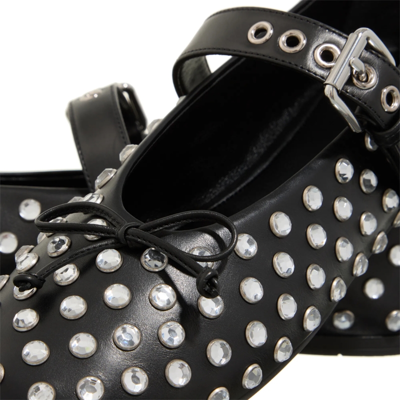 Miu Miu Ballerinas Crystal Embellished Ballet Flats Black(Image 4)