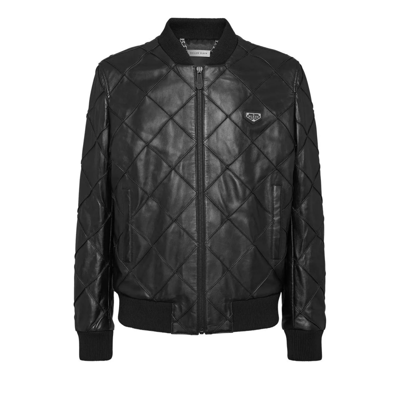 Philipp Plein Bomberjacke Leder-Bomber schwarz