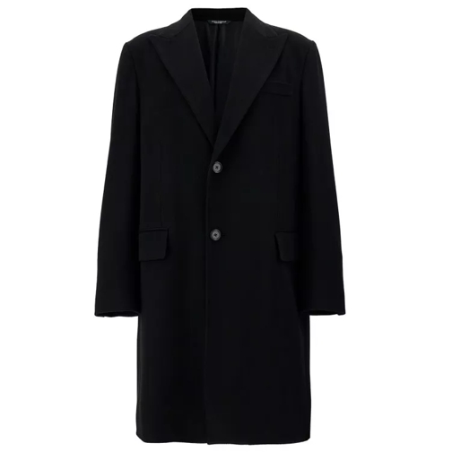 Dolce&Gabbana Black Single-Breasted Coat In Wool Black 