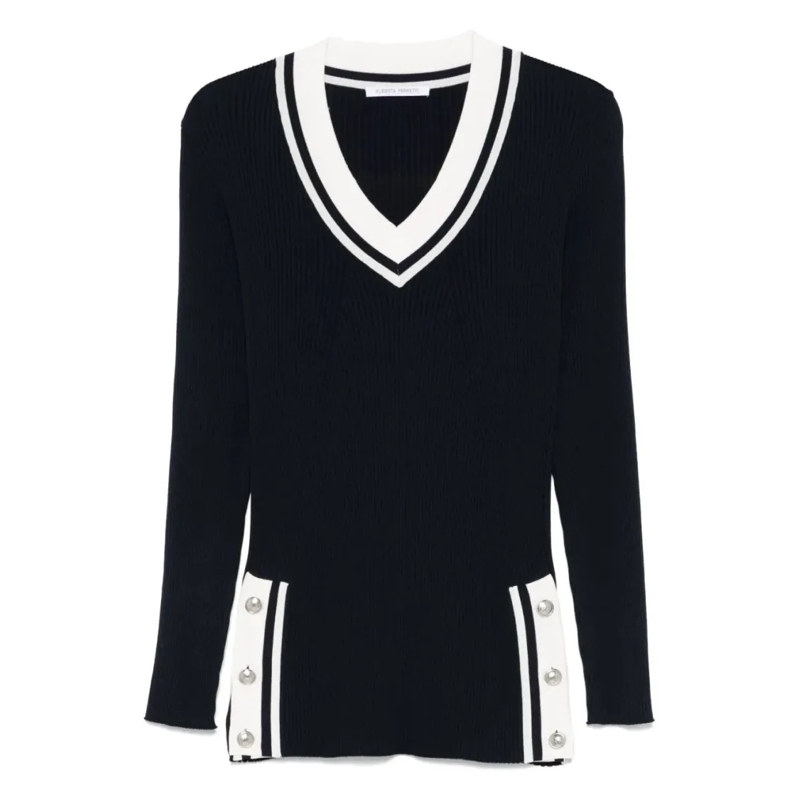 Alberta Ferretti Pullover Classic Knit Sweater With Design Black