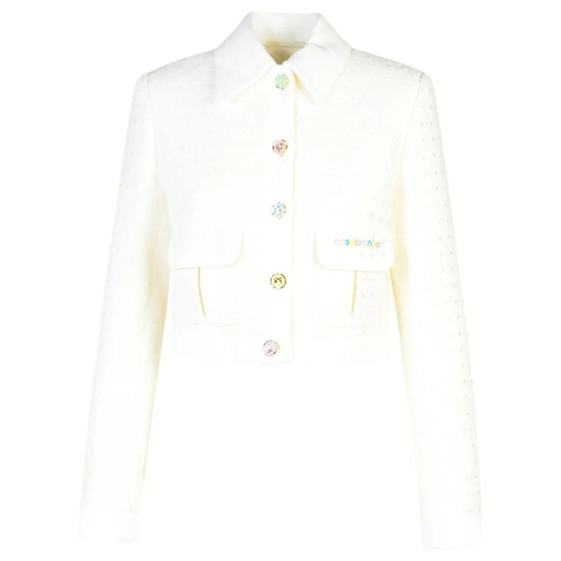 Casablanca White Cotton Blend Jacket White Giacca di transizione