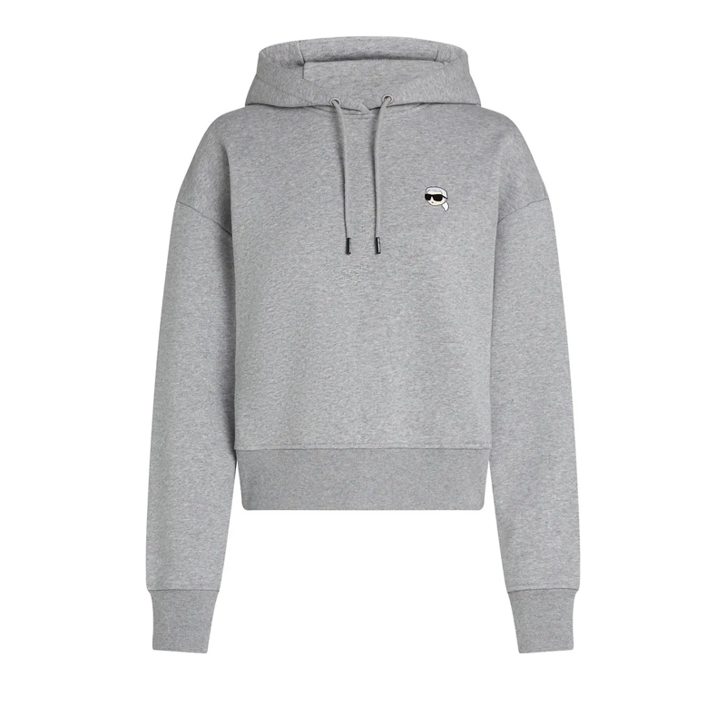 Karl Lagerfeld  KURZER HOODIE MIT IKON-AUFNÄHER hell-grau
