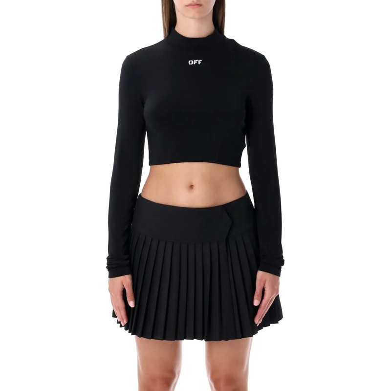 Off-White Langärmeliges Oberteil "Off Stamp" Cropped Long-Sleeve Top Black