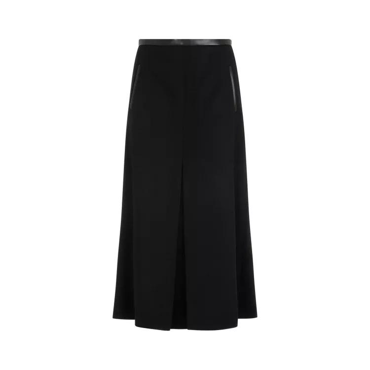 Saint Laurent - Black Wool Midi Skirt - Größe 36 - black