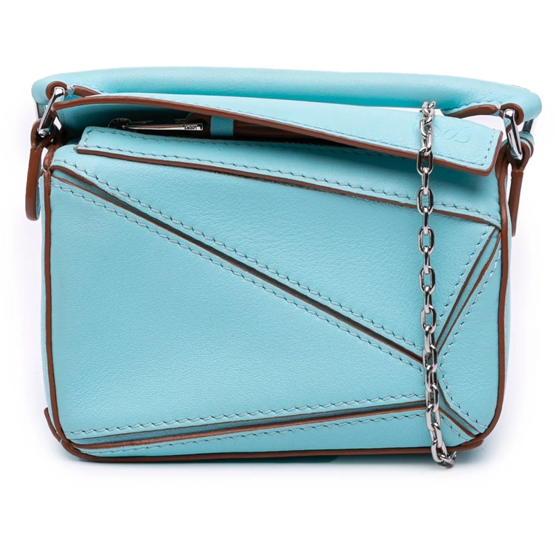 Loewe Schultertasche Nano Calfskin Puzzle Satchel blau