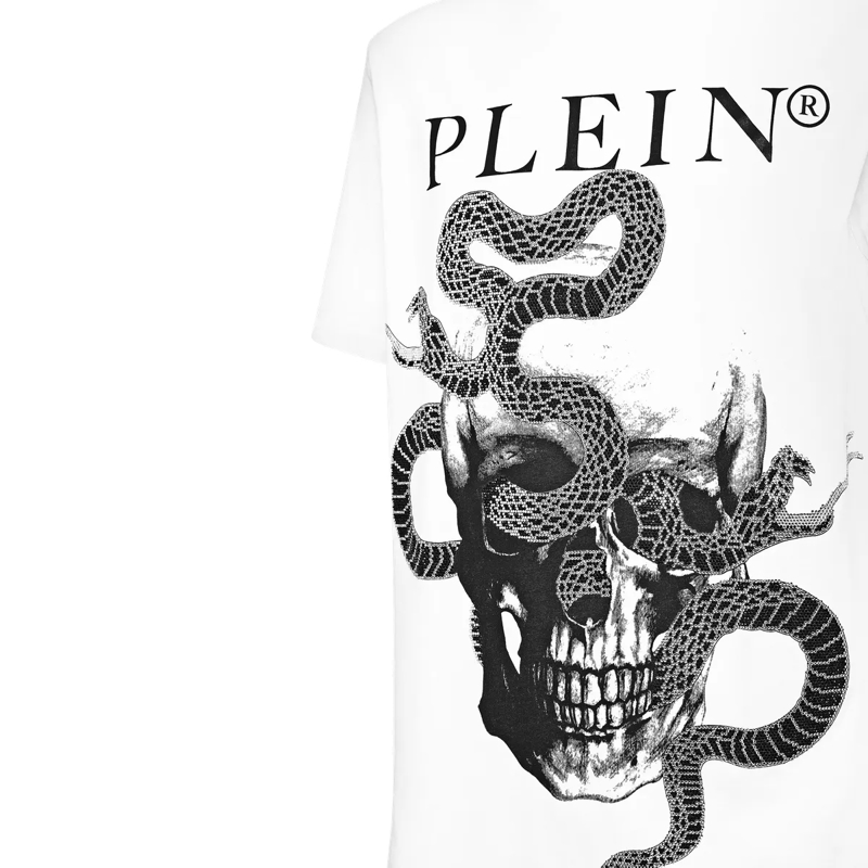 Philipp Plein T-Shirt T-Shirt Snake Mit Schmucksteinen weiss(Image 3)