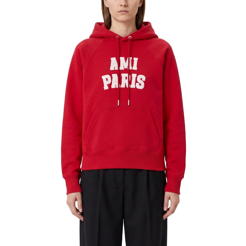 AMI Paris Pull Hoodie aus Baumwoll-Mix rot(Image 2)