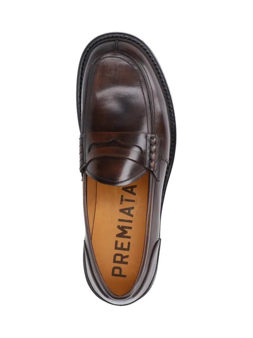 Thumbnail - Premiata Loafer - Polished Leather Loafers With Penny Strap Detail - Gr. 7 - in Braun - für Damen