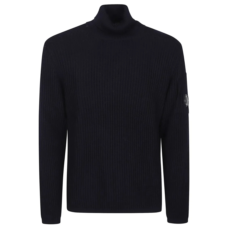 CP Company Pull Ribbed Knit Sweater With High Neckline Black