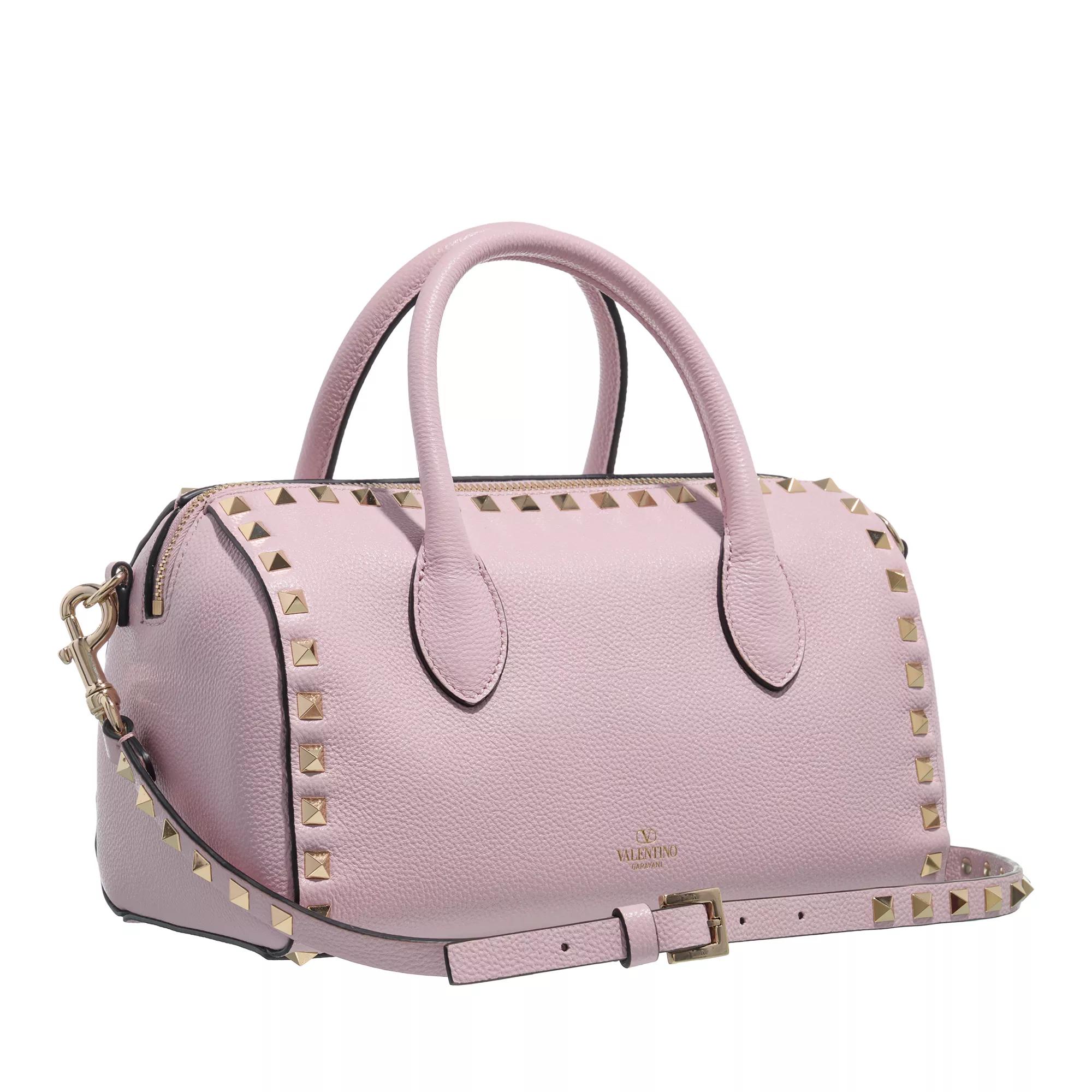 Valentino Garavani Crossbody bags Rockstud Grainy Boston Leather Bag in poeder roze