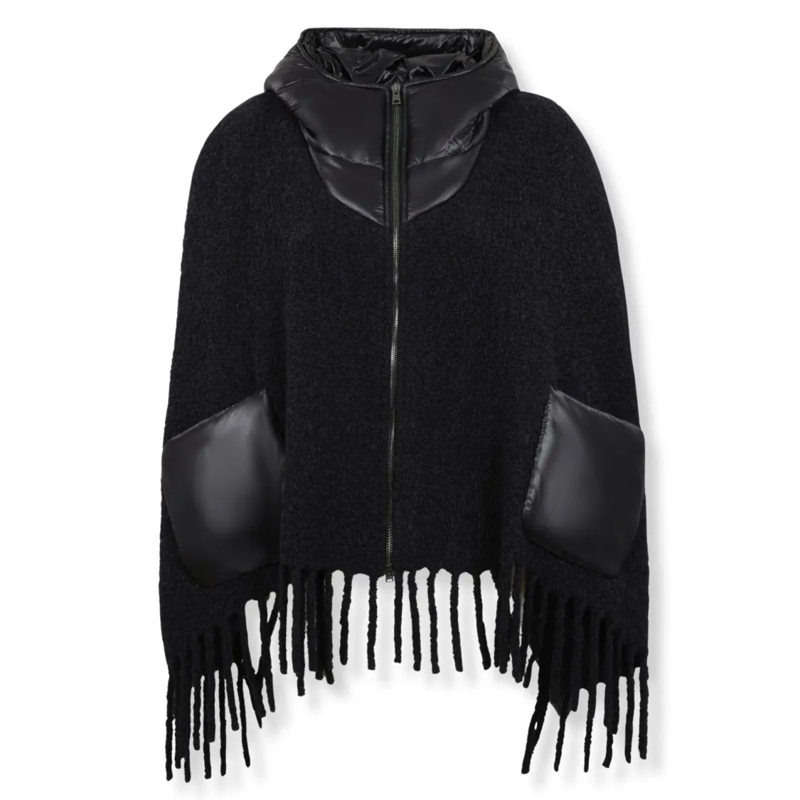 Herno  Sleeveless Mantella With Flowing Silhouette And Ap Black