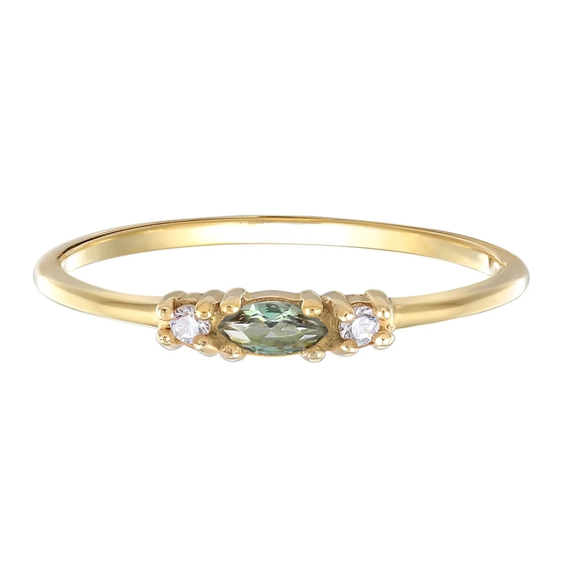 Elli Ring Ring Vintage Zirkonia Marquise synth. Saphir 375 G grün(Image 2)