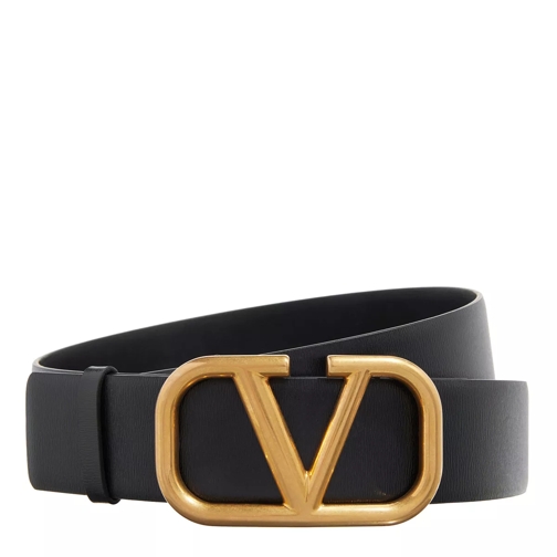 Valentino Garavani VLogo Signature Calfskin Belt Black Leather Belt